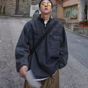 Vintage PG Sport Half-Zip black denim pullover